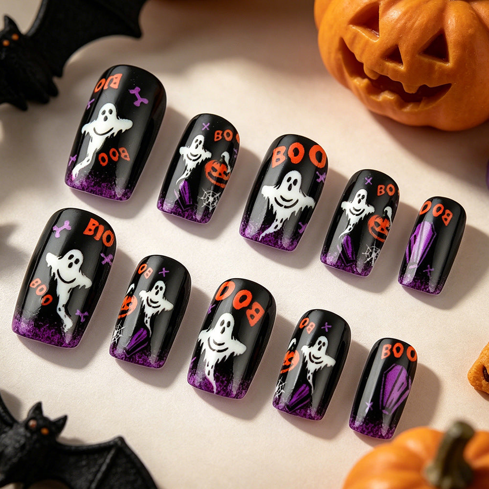 Spaßiges Halloween-Themen Press-On Nagelkunst Set Brehn