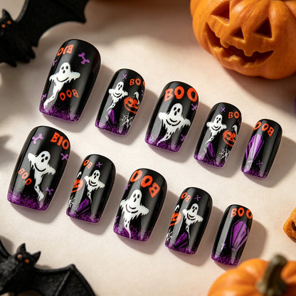 Spaßiges Halloween-Themen Press-On Nagelkunst Set Brehn