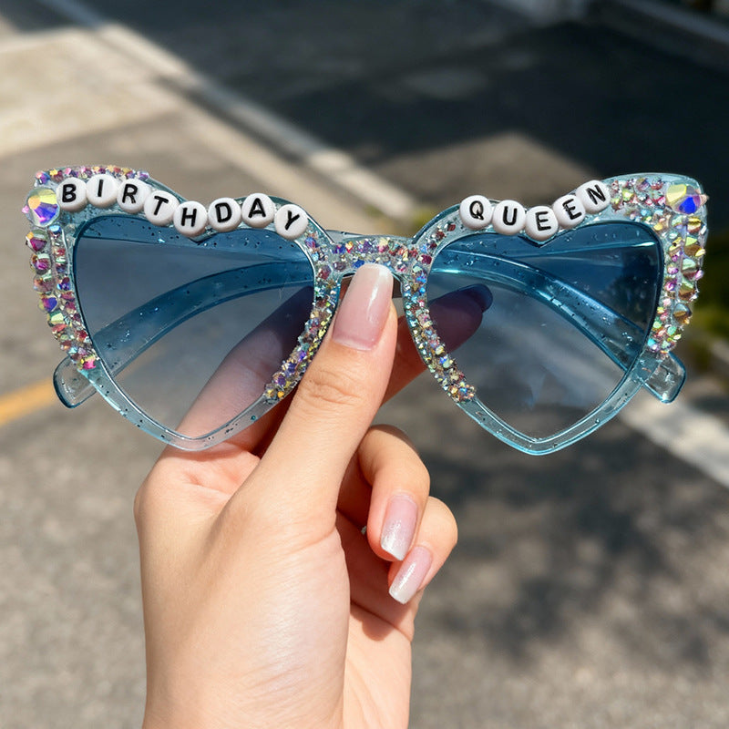 Dekorative mit Strass verziert Herzförmige Sonnenbrille Brehn