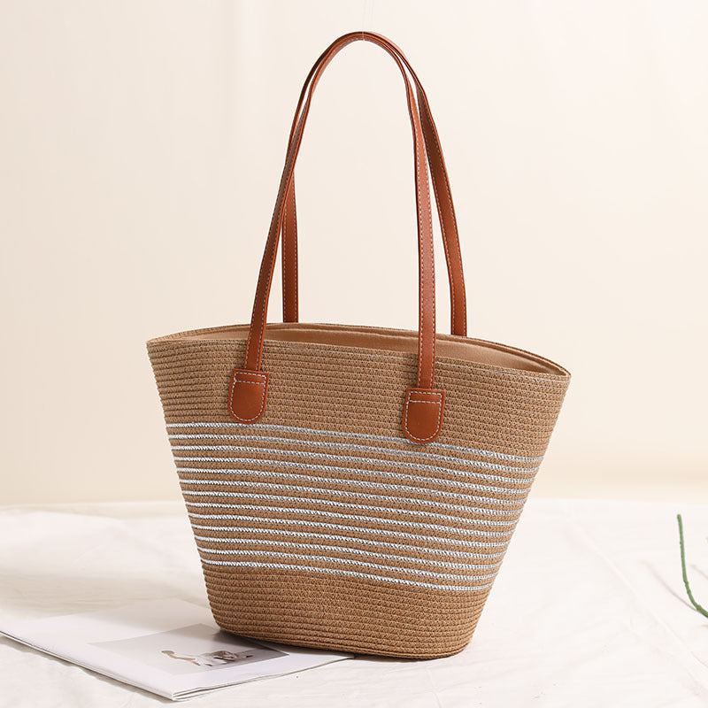 Elegante Basttragetasche mit Lederakzenten Brehn