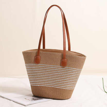 Elegante Basttragetasche mit Lederakzenten Brehn