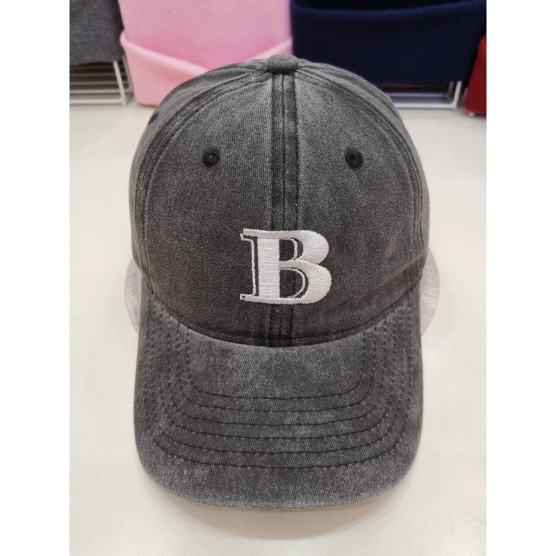Damen Distressed Baumwoll-Baseballcap mit Buchstabenstickerei Brehn