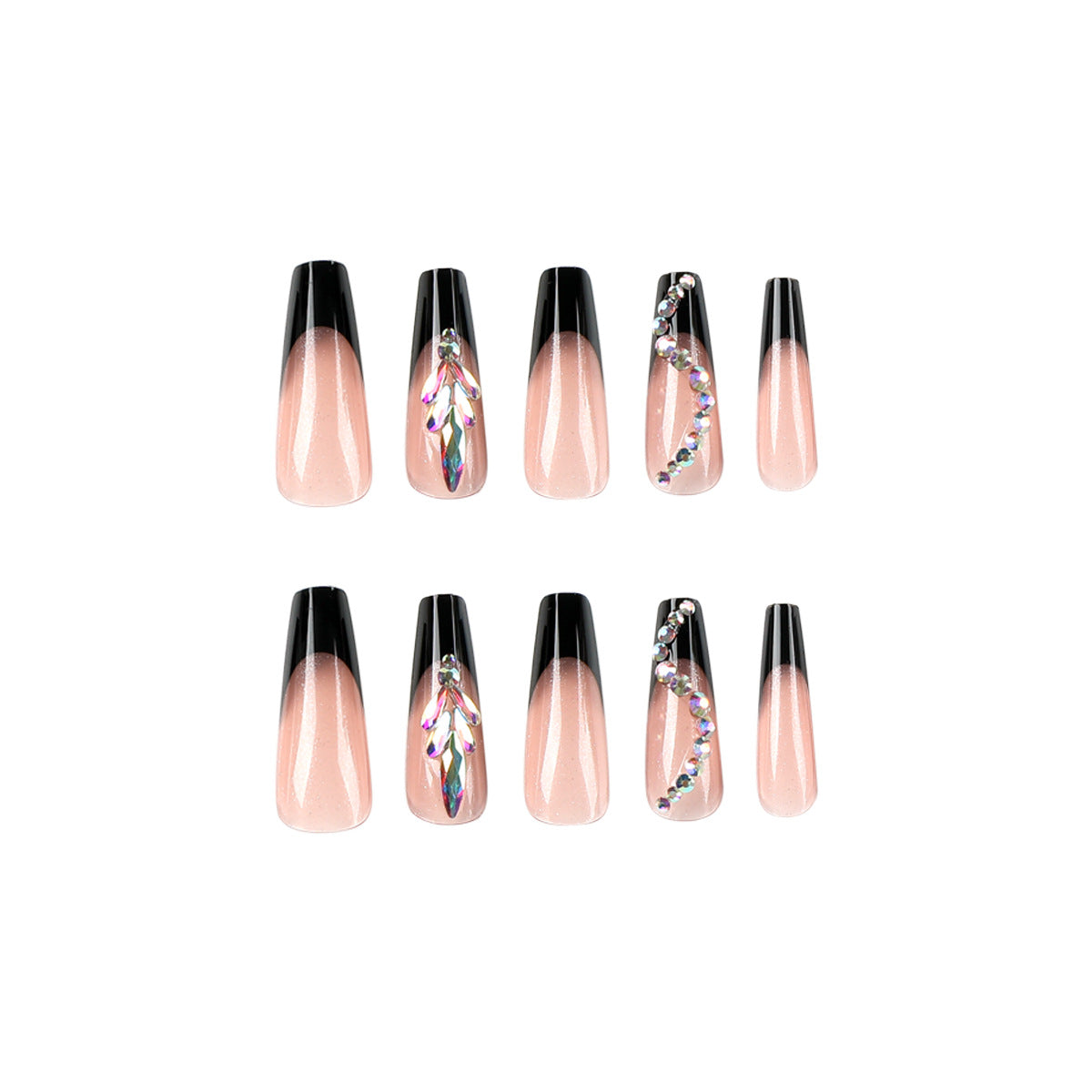 Kunstvolle Stiletto-Nägel mit Glitzerverzierungen Brehn