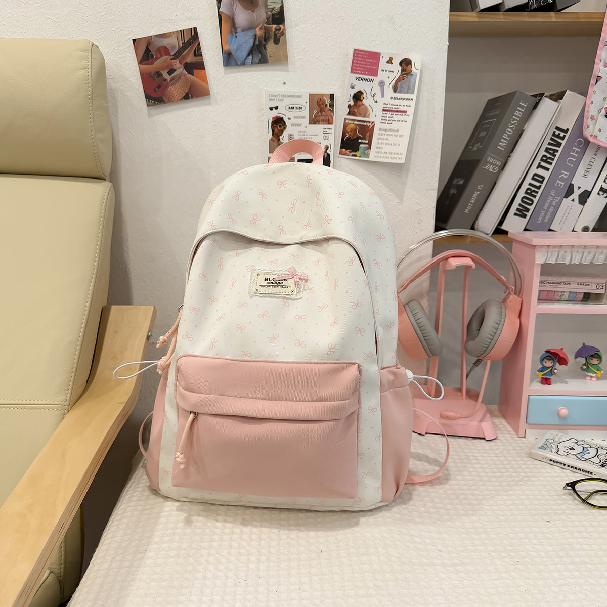 Stylische bedruckte Rucksack mit lustigen Charakterakzenten Brehn