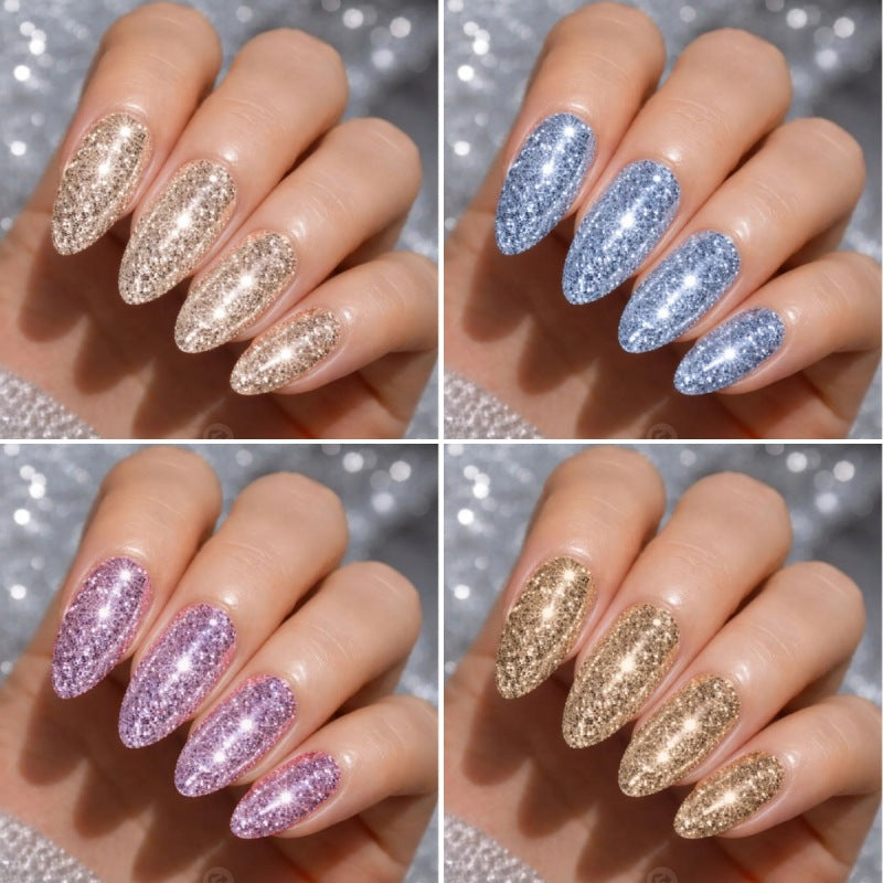 Glitzerndes mandelförmiges Press-On-Nagelset Brehn