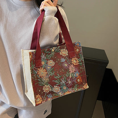 Blumen bestickte Canvas-Shopper-Tasche  1790616925