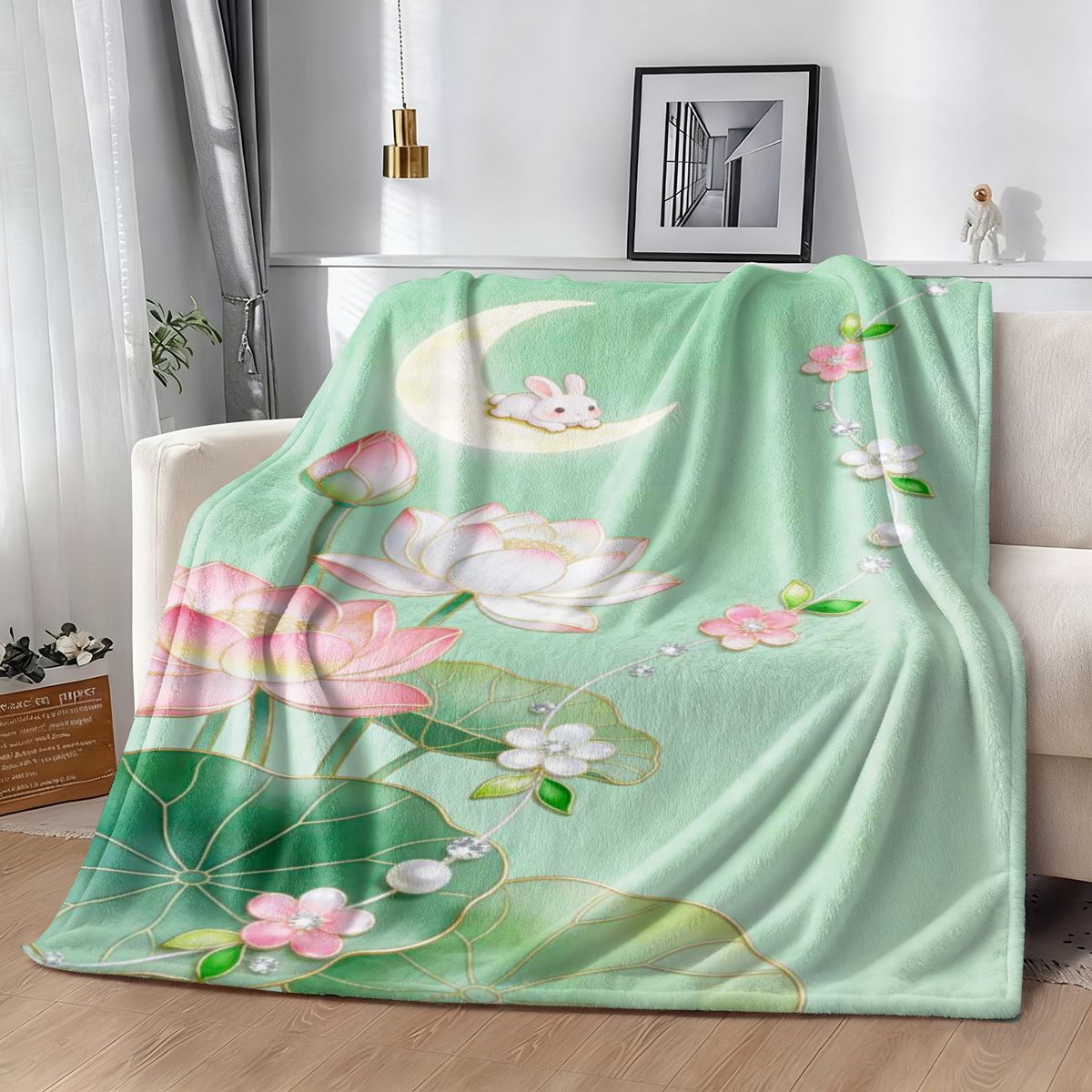 Elegante Blumenmuster Fleece Decke