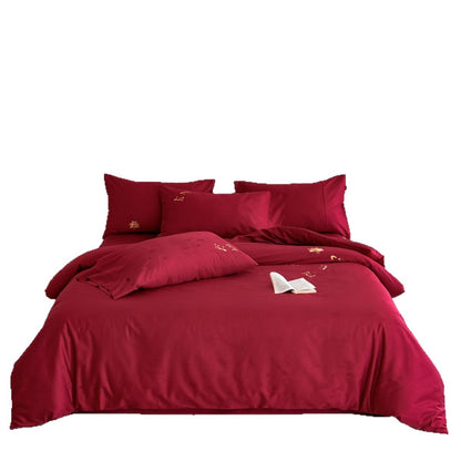 Baumwoll‑Satin Bettbezuggarnitur mit feiner Lotus‑Stickerei und seidig‑weichem Griff Brehn