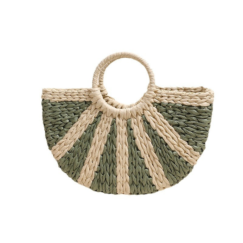 Handtasche Aus Handgewebtem Bast mit Bodenstruktur Brehn
