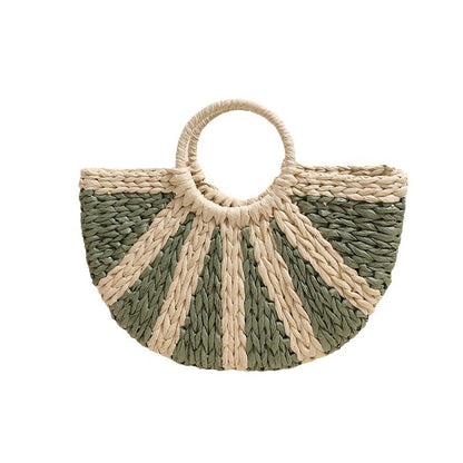 Handtasche Aus Handgewebtem Bast mit Bodenstruktur Brehn