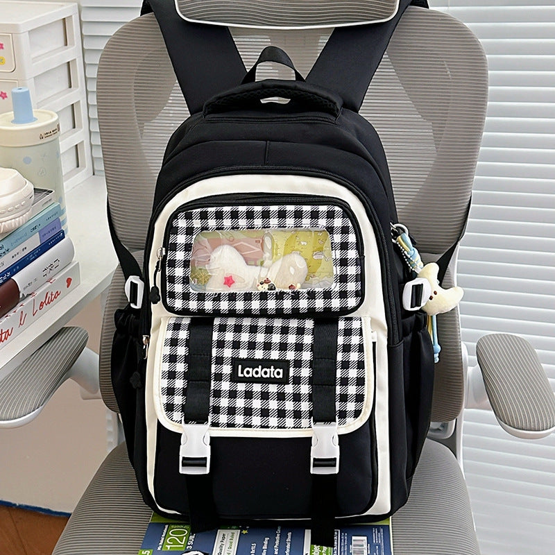 Multifunktionaler Gingham-Muster Rucksack