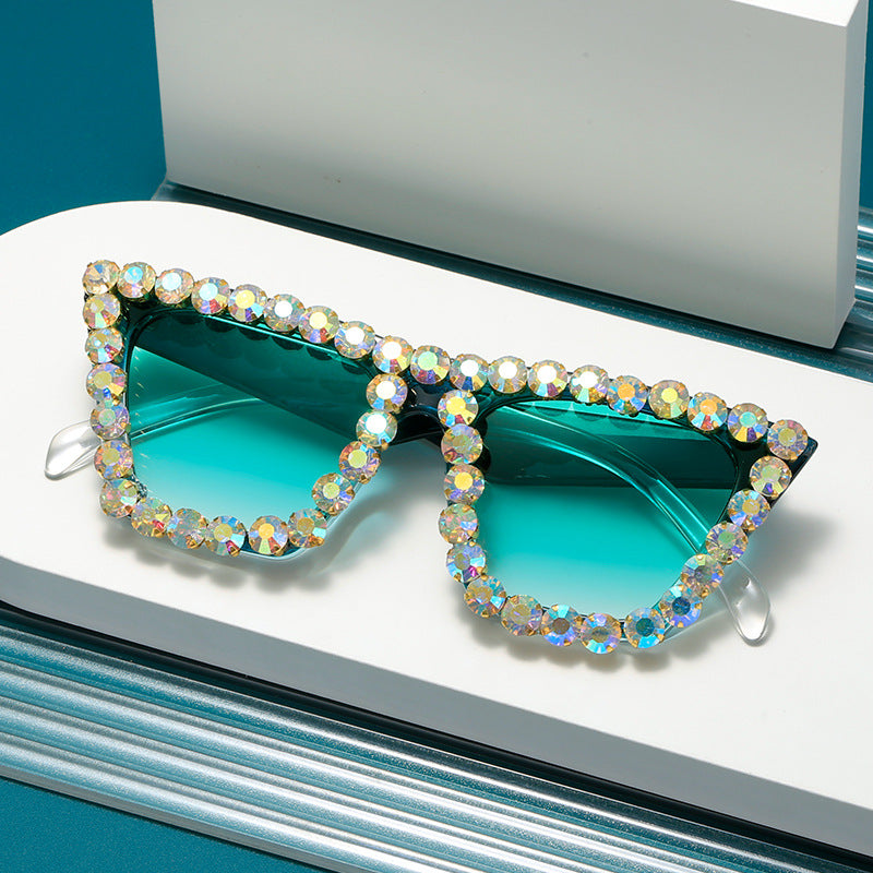Damen extravagante Sonnenbrille mit glitzerndem Rahmen Brehn
