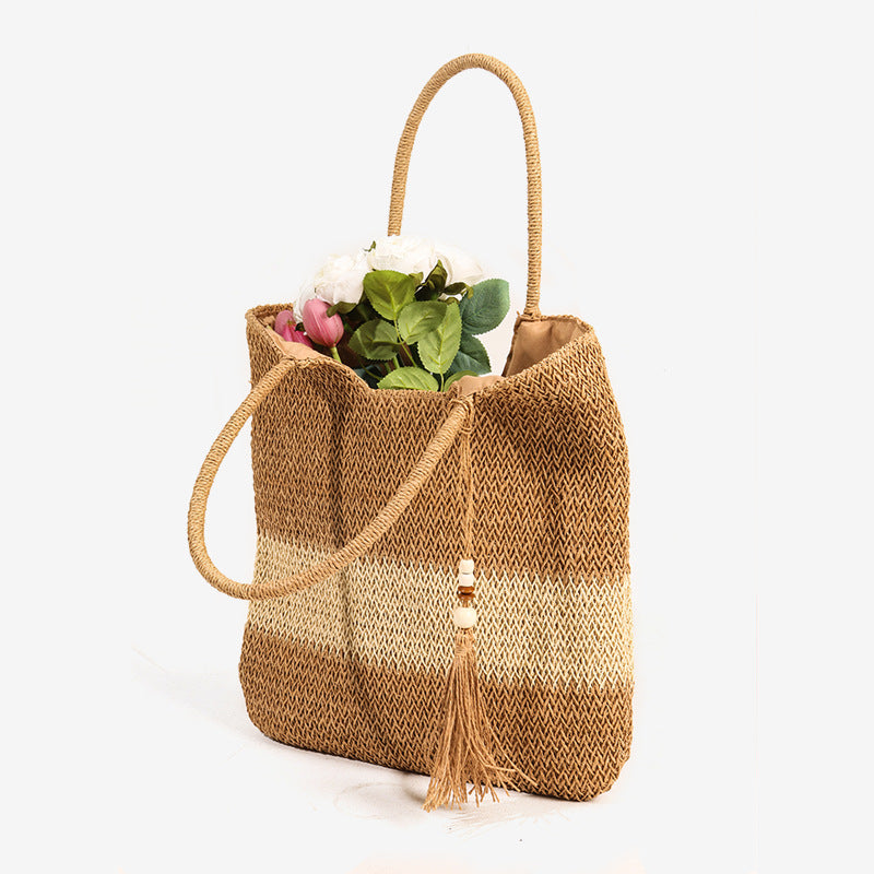Damen Elegante Strandtasche mit fransenbesetztem Design Brehn