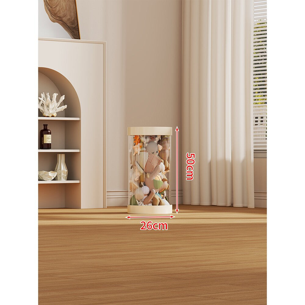 Klarer zylindrischer Geschenkdisplaybox für Plüschtiere mit LED-Lichterkette und abnehmbarem Deckel