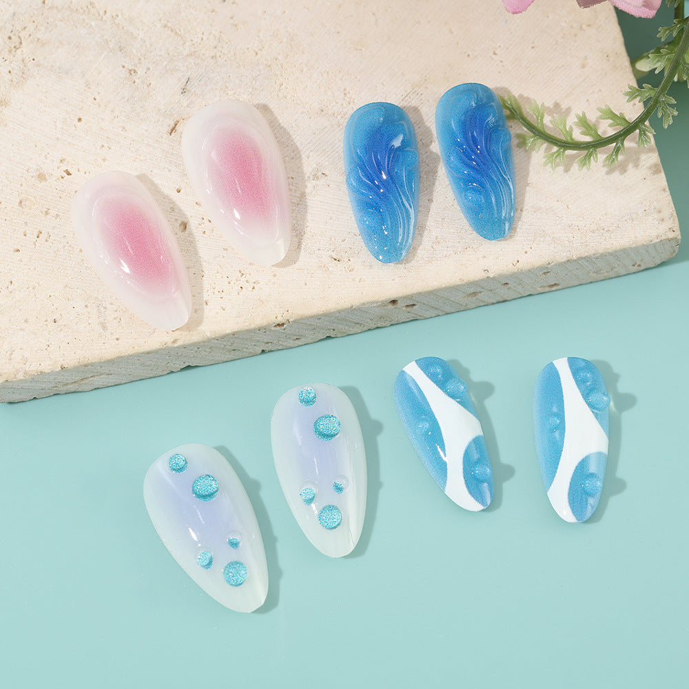 Kunstnagel Set mit modernen Aqua-Designs Brehn