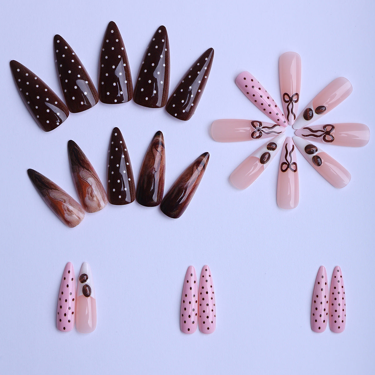 Elegante Kunstfingernägel mit Schokoladigen Motiven und 3D-Elementen Brehn