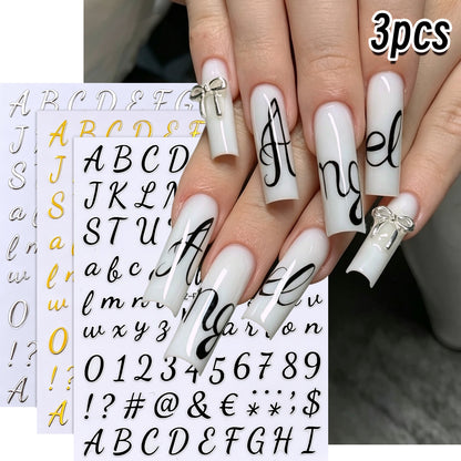 Dekorative Nagelkunst Buchstaben Aufkleber