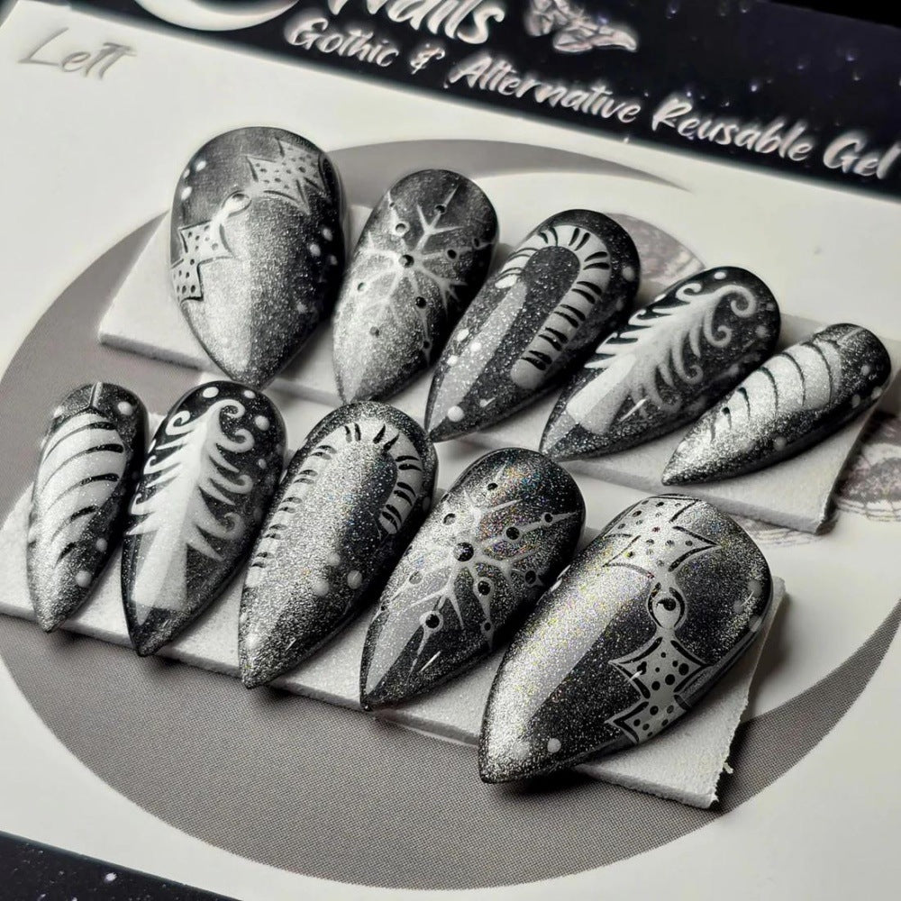 Kreative Kunstnägel Im Glamourösen Schwarz-Weiß-Design Brehn