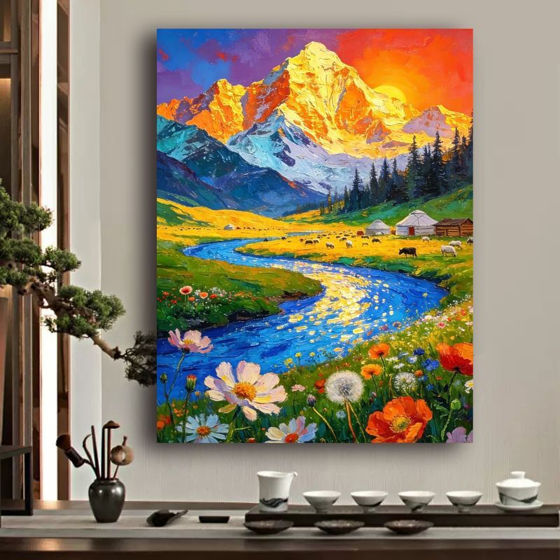 Lebendige Berglandschaft Leinwandkunst Brehn