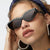 Damen Cat-Eye Sonnenbrille mit funkelndem Strassbesatz und animalischem Muster Brehn