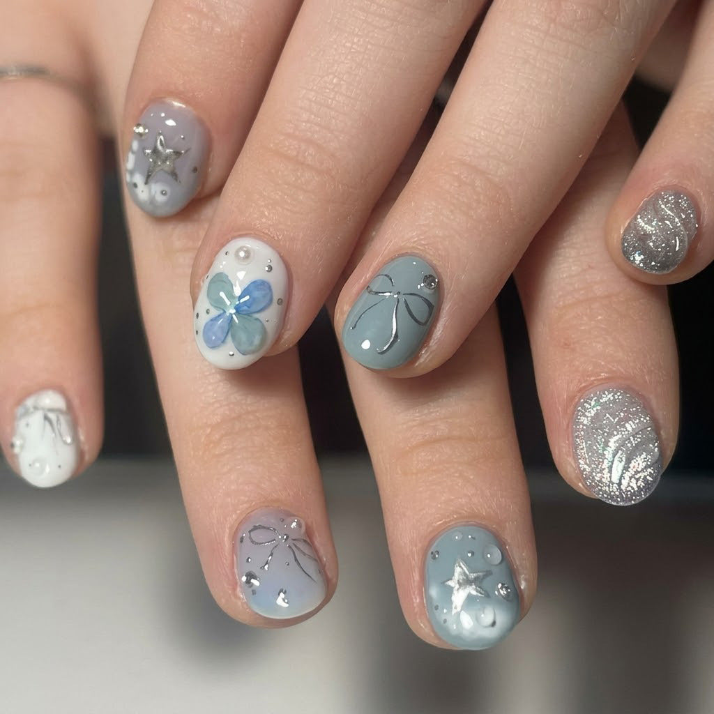 Thematische vom Ozean inspirierte Press-On Nagelset