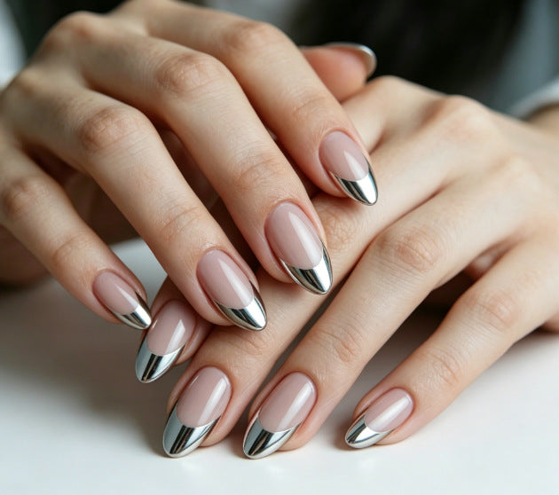 Metallic French Tip Nagelverstärkungen Brehn