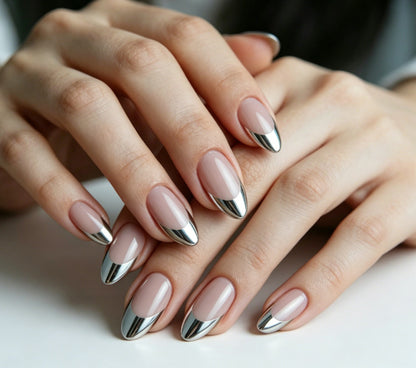 Metallic French Tip Nagelverstärkungen Brehn