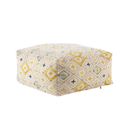 Sitzpouf aus gewebtem Baumwollmix mit gestepptem Diamant-Relief Brehn