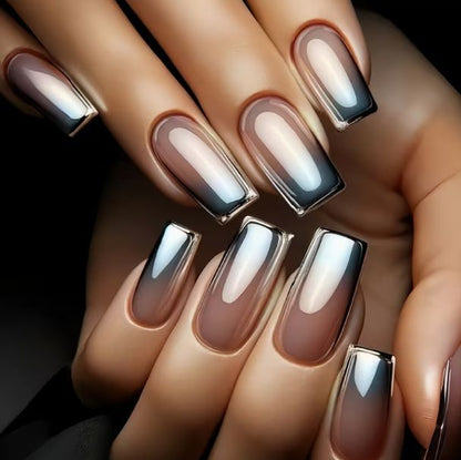 Glänzende Ombre Nail Art Verlängerungen Brehn