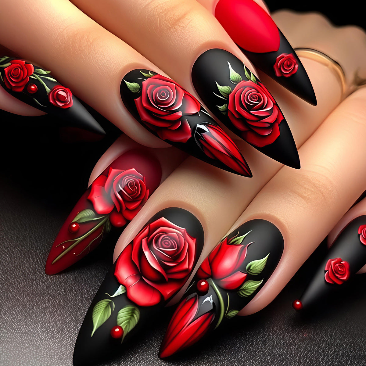 Kunstnägel mit Floralen Rosenmotiven Brehn