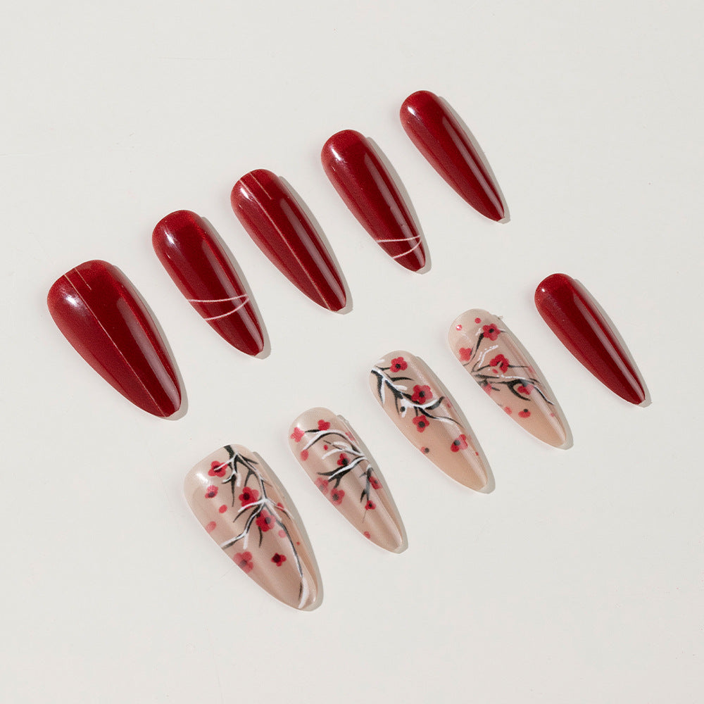 Künstlerisches Kirschblüten Press-On Nagelset Brehn 1788157506