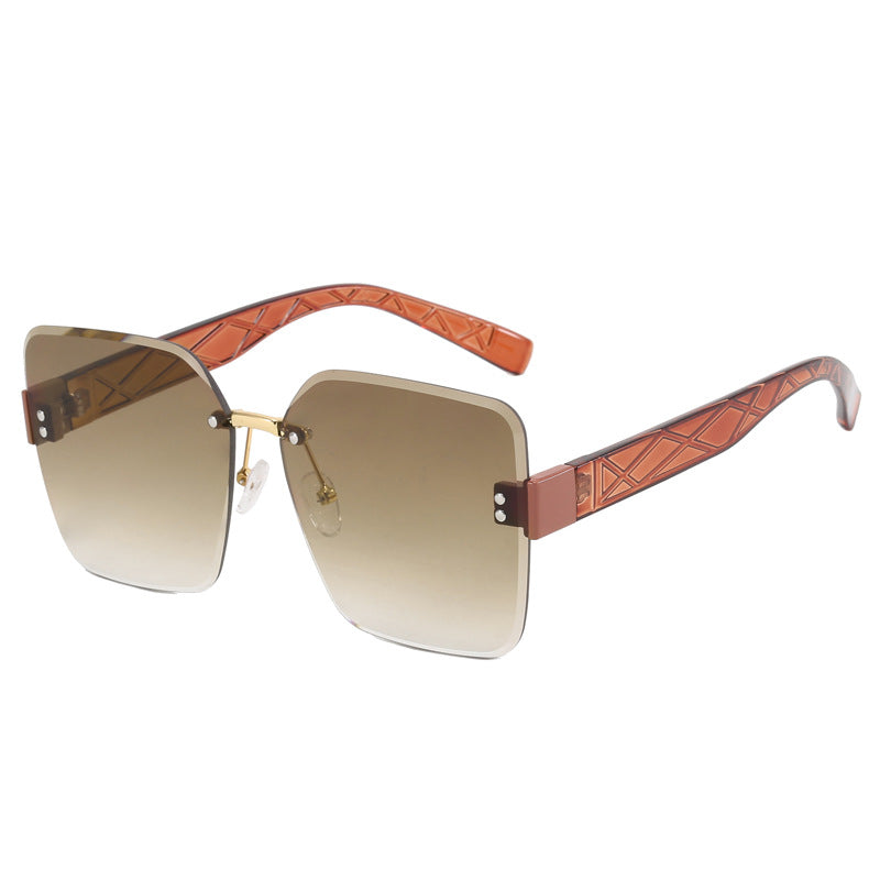 Damen oversized quadratische Sonnenbrille mit modischem Dekor Brehn