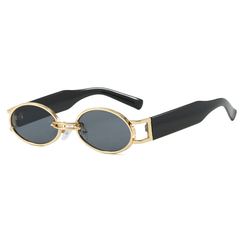 Damen ovalförmige Sonnenbrille mit goldenen Akzenten und stylischem Rahmen Brehn