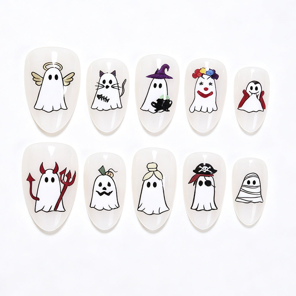 Halloween-Themen Gespensterdesign Press-On Nail Art Set Brehn
