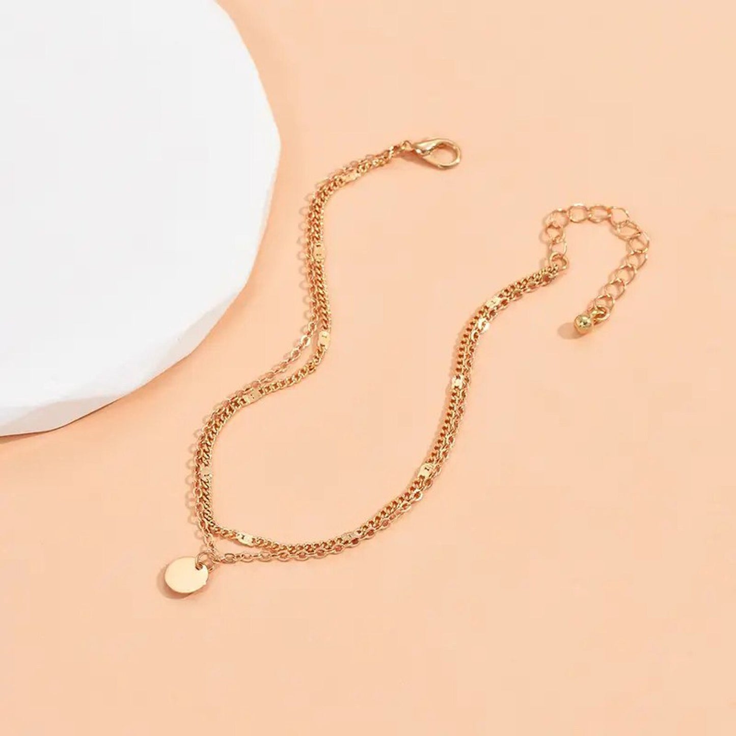 Gold Geschichteter Charm Fußkette Brehn