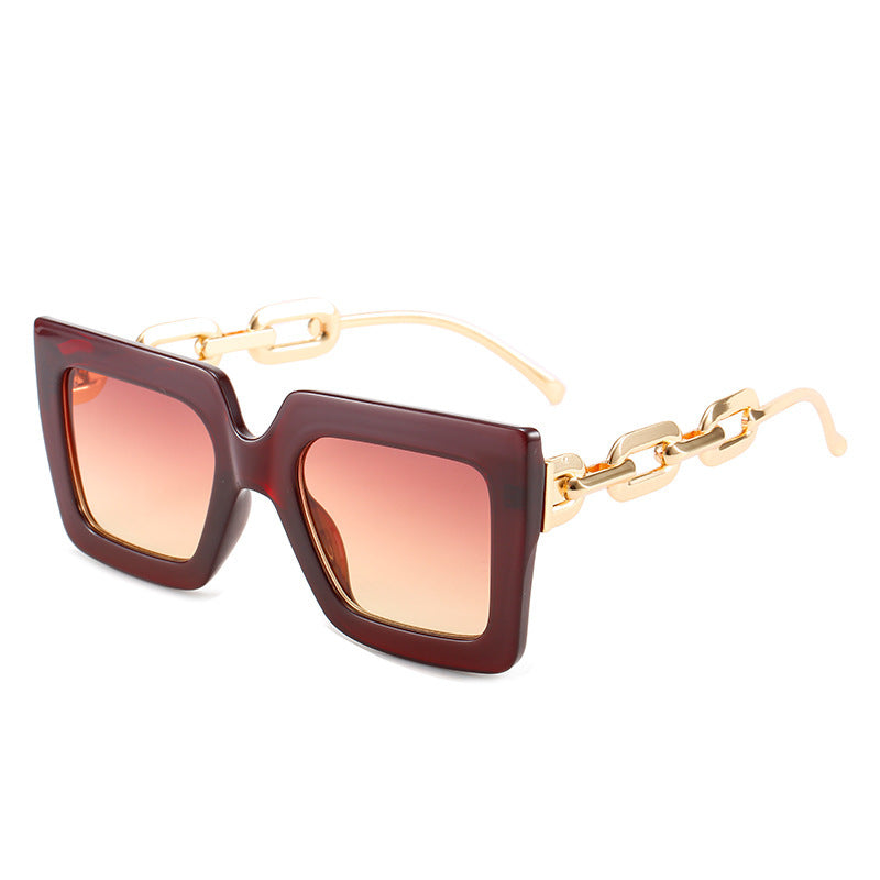Damen Cat-Eye Sonnenbrille mit luxuriösem Design und Kettenrahmen Brehn