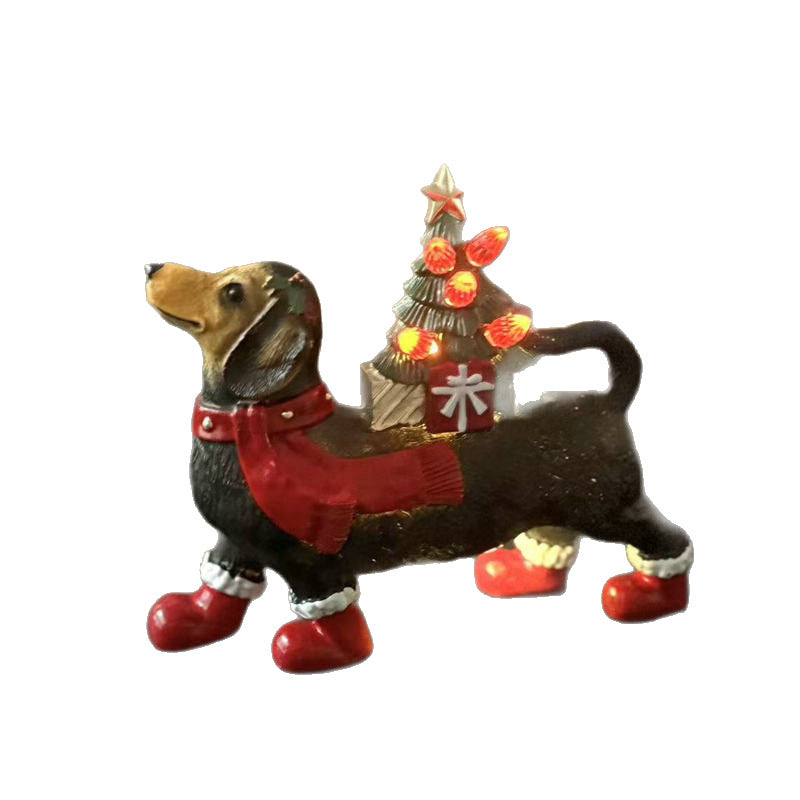 Dekorative Weihnachtsmann Figur mit Hund Brehn