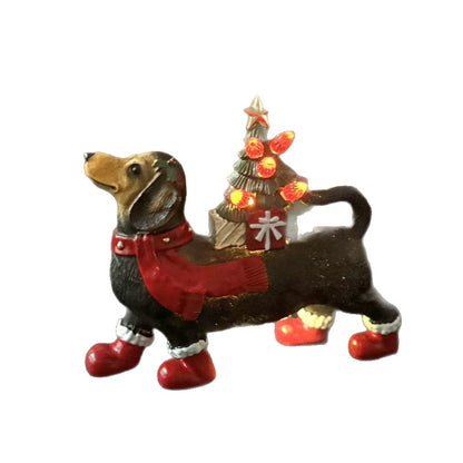Dekorative Weihnachtsmann Figur mit Hund Brehn