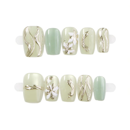 Elegantes dekoratives Press-On-Nagelset Brehn
