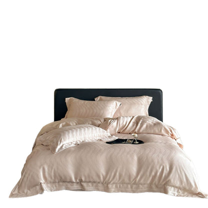 Seidensatin Jacquard Bettbezug Set mit Umschlag Kopfkissenbezügen