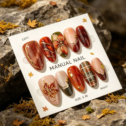 Herbst-inspiriertes manuelles Nail Art Set