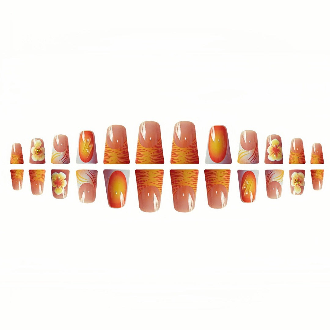 Dekorative florale Press-On Nagelset Brehn