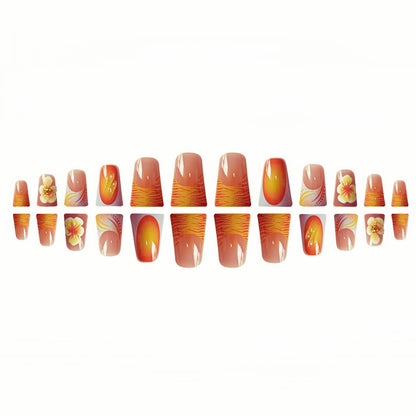 Dekorative florale Press-On Nagelset Brehn