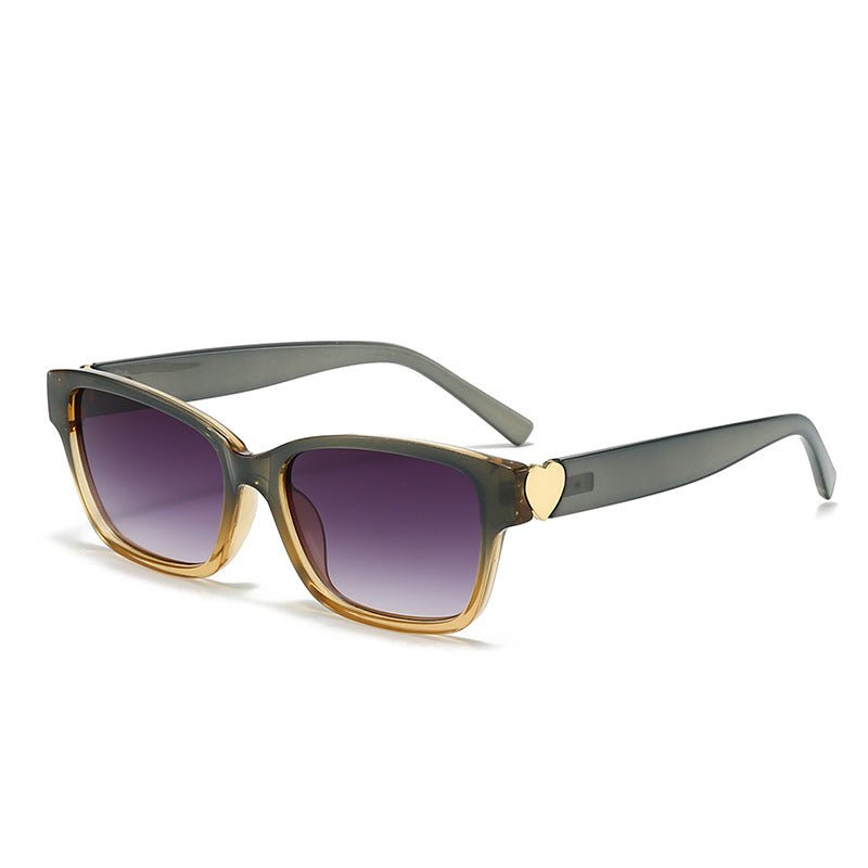 Damen modische quadratische Sonnenbrille mit Herz-Akzenten Brehn