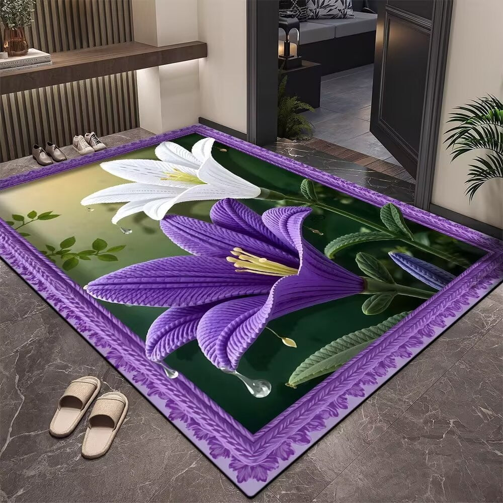 Elegante Blumenmuster Bereichsteppich