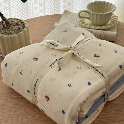 Blumenmuster Baumwolle-Leinen Bettbezug Geschenkset mit wendbarem Finish und tiefen Eckbändern