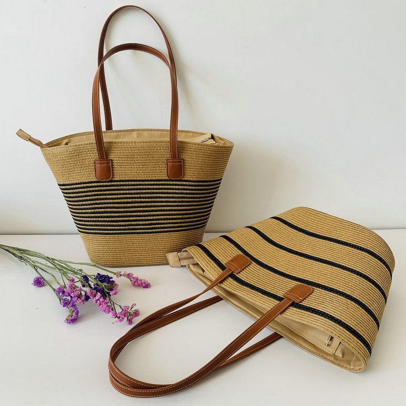 Trendige Korbtasche mit Eleganten Lederakzenten Brehn