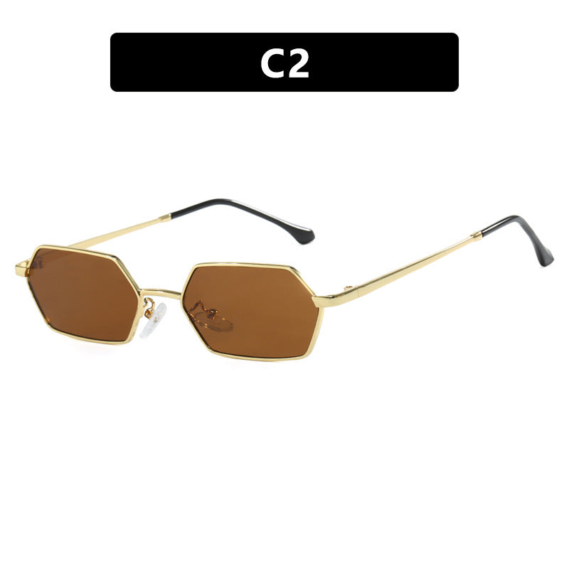 Damen hexagonale Sonnenbrille mit elegantem Metallrahmen und UV-Schutz Brehn