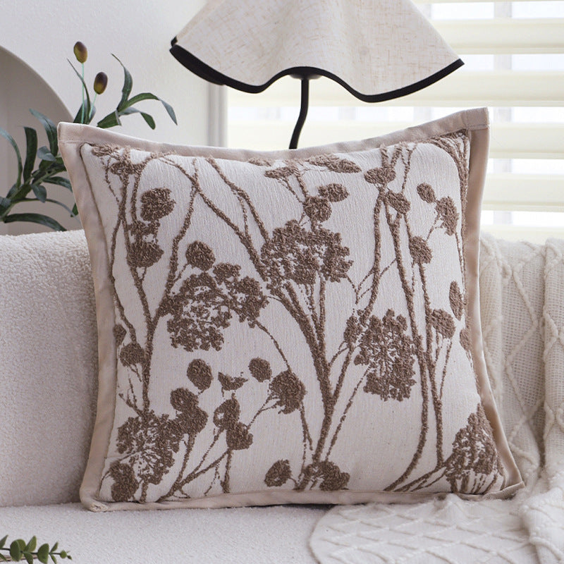 Dekorativer Jacquard-Kissenbezug mit Baum-Motiv und Samt-Paspel Brehn