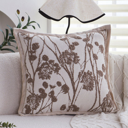 Dekorativer Jacquard-Kissenbezug mit Baum-Motiv und Samt-Paspel Brehn
